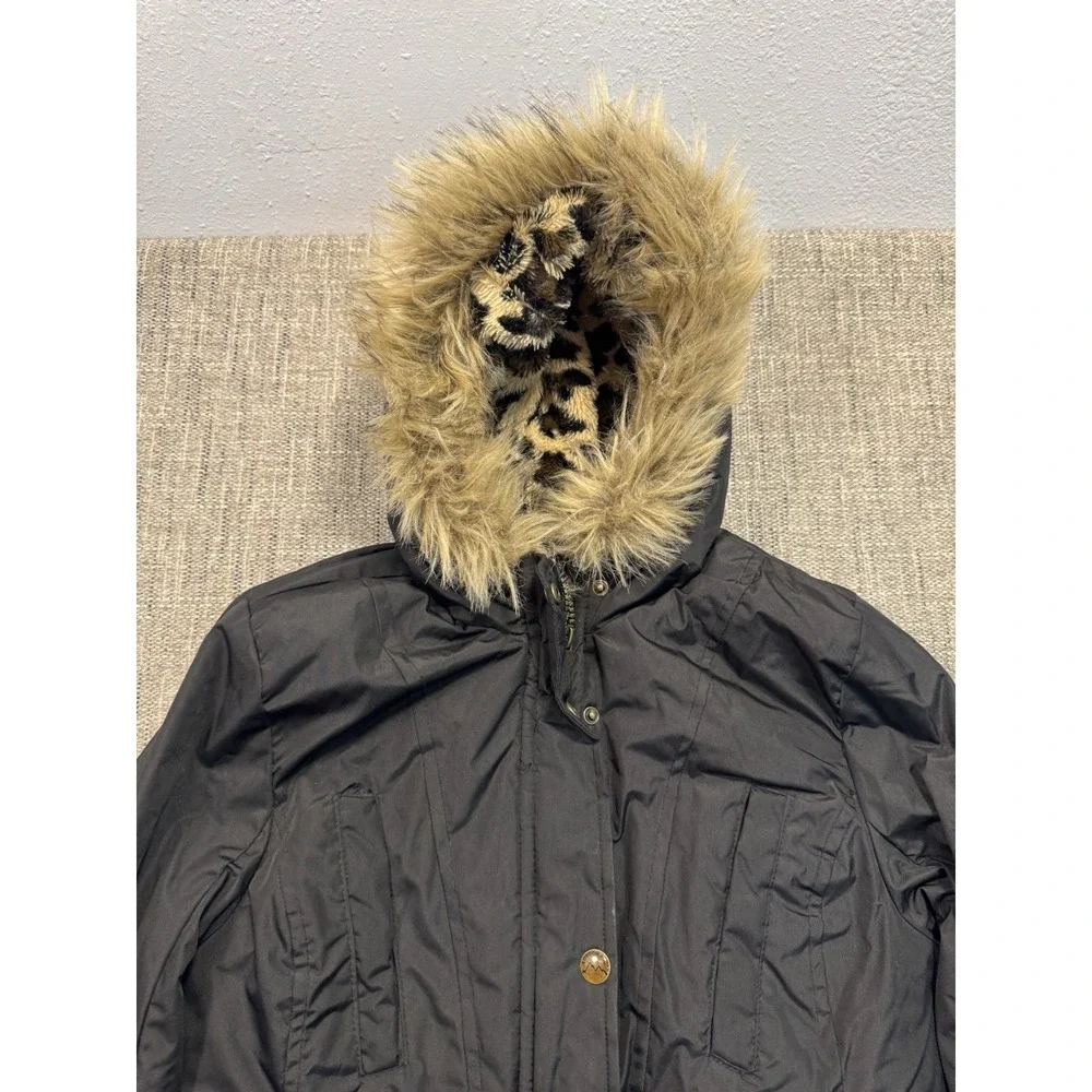 London Fog Down Parka Jacket Womens 10/12 Kids Puffer Hooded Faux‎ Fur